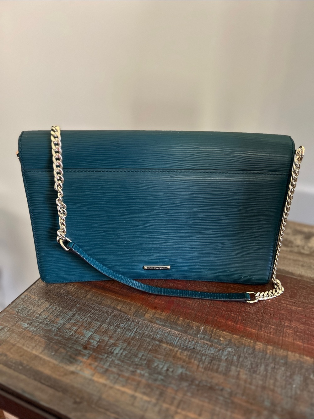 Rebecca Minkoff Textured Leather Paris Clutch, Gold-Tone Hardware, Vintage CLEAN - Picture 2 of 16